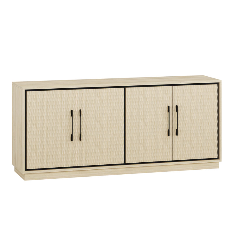 Buffet 65 po avec rangement, buffet pour salle à manger, lotus blanc