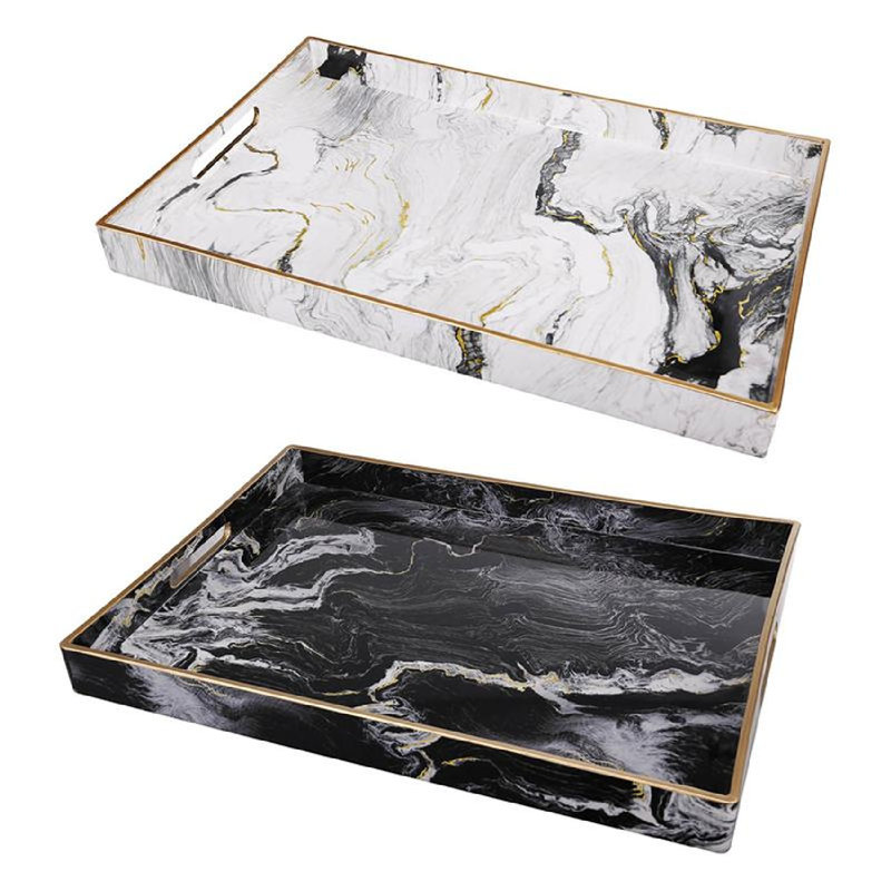 Quinn Rectangular Trays - Black/White