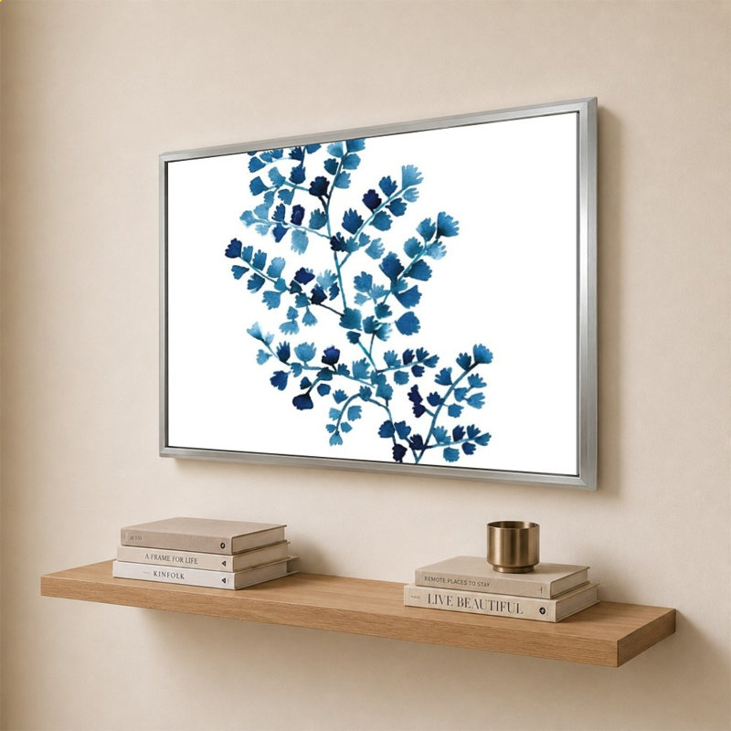 «Maidenhair Fern» par Mercedes Lopez Charro - impression sur toile, 28" H x 40" W, Silver