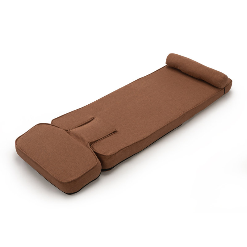 Multi-functional Foldable Sofa with Adjustable Angles and Pillow, Dark Brown Linen Cotton
