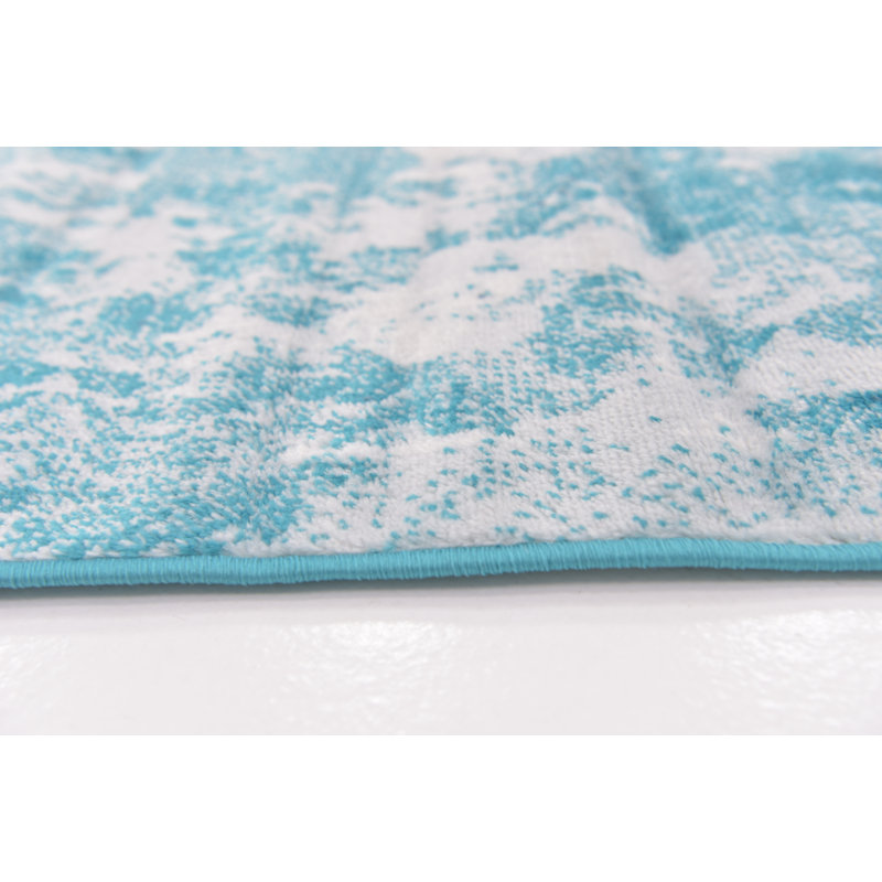 Brandt Floral Area Rug, Runner 3'3" x 16'5", Turquoise/White