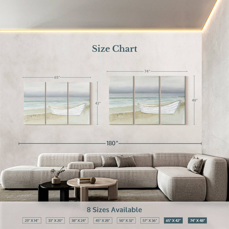 Mehar Serene Seaside With Boat, 42" H x 65" W