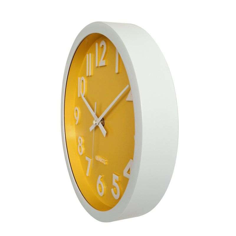 Horloge murale 10 po Hachi, Jaune/blanc