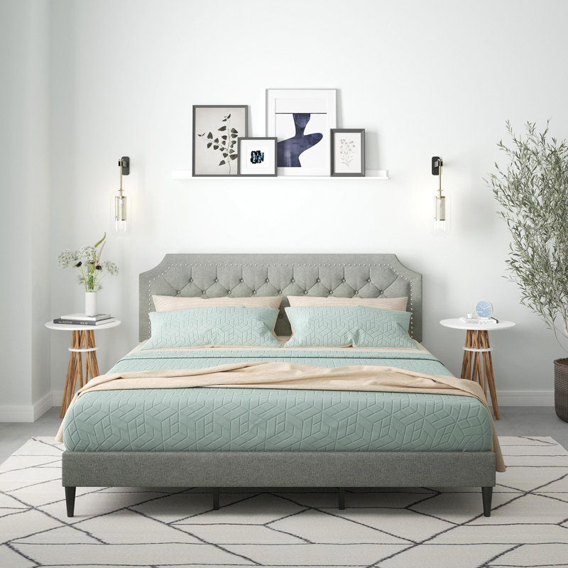 Asenet Upholstered Platform Bed, Stone, California King