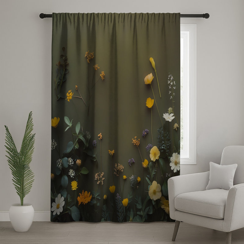 Rideaux à motif de fleurs sauvages assorties, rideaux transparents et occultant - 1 panneau, 50" x 92" - 1 Panel, Blockout