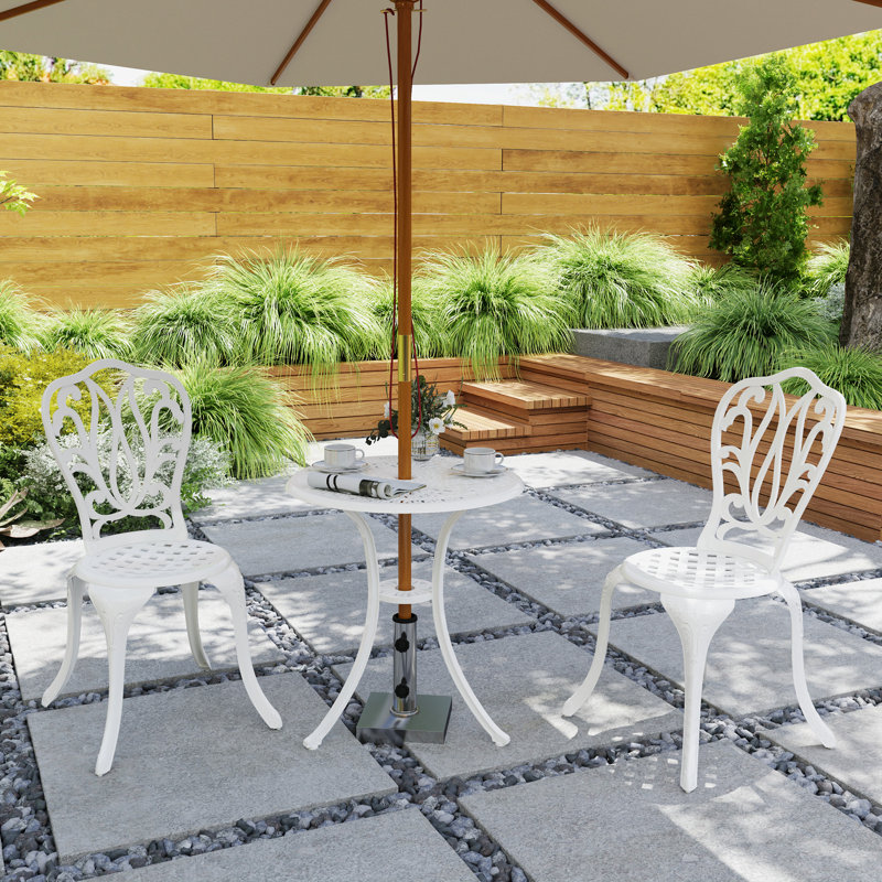 Round 3 - Piece 2 - Person 60Cm L Outdoor Bistro Set, White
