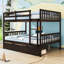 Lit superposé convertible en bois avec tiroirs de rangement et barrières de sécurité-314058100-314058103