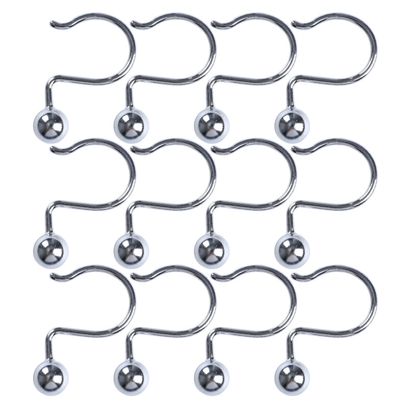 Ball Steel Shower Curtain Hooks, Chrome