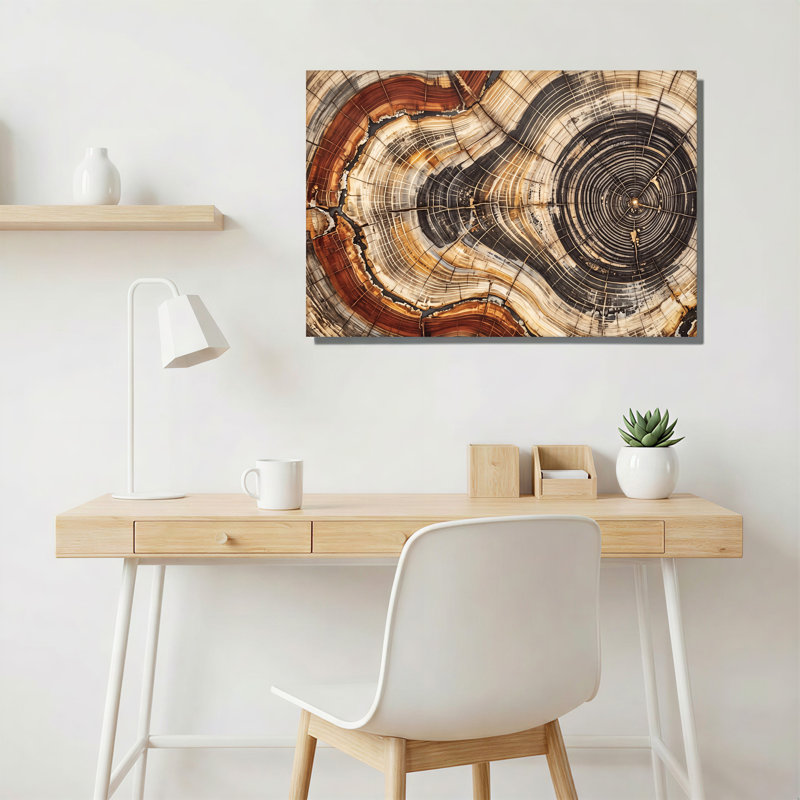 Art mural sur toile avec anneaux d'arbre, 20"H x 30"W