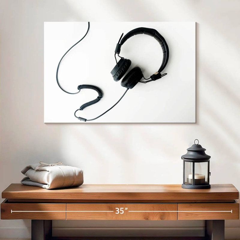 Abarca Black Wired Headphones, 30" H x 45" W