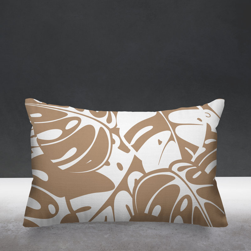 Abstract Outdoor Reversible Throw Pillow, Beige