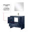 Meuble-lavabo bleu marine 36 po X P 20 po , Comptoir en quartz blanc, ensemble de robinets en nickel brossé et Miroir-118024457