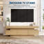 Meuble télé 60 po Mid-Century pour téléviseur 65 po, console multimédia avec tiroir et tablettes ouvertes, finition grain de bois-134582564