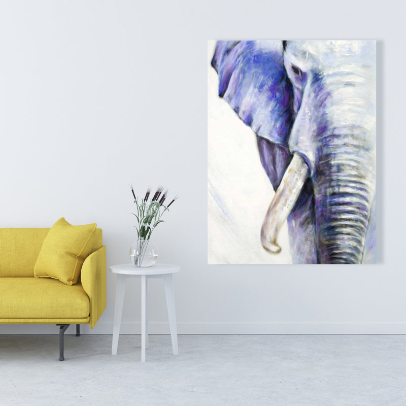 Toile d'éléphants bleus bohémiens | Décoration intérieure, H 48 po x l 36 po