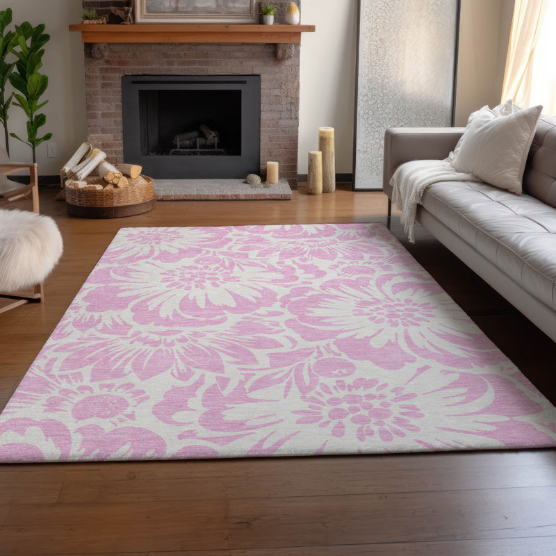 Premium Machine Washable Cerrito AMF551 Pink Rug, Rectangle 10' x 14'
