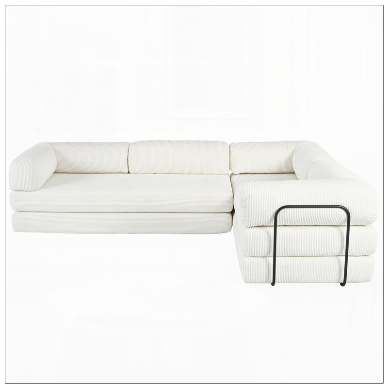 Canapé modulaire en L pour le salon, Polyester beige