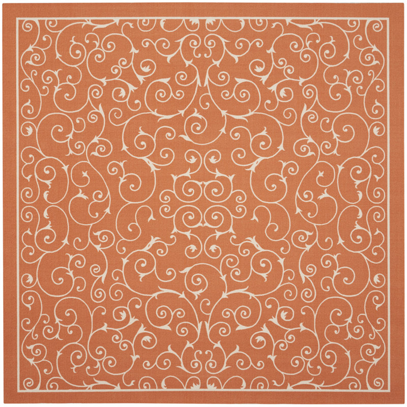 Tapis orange moderne Dian, Carré 7 pi 9 po
