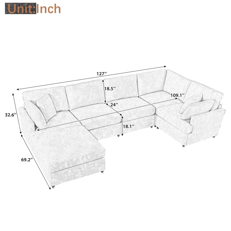 Domoni Upholstered L-Shaped Sectional Symmetrical, Gray Polyester