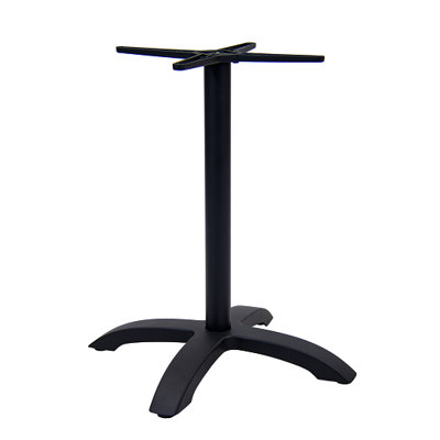 Table de 26 po x 26 po à 4 branches en aluminium noir et hauteur de table de 28 po pour une utilisation intérieure / extérieure, poids moyen