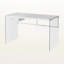 Bureau d'ordinateur à finition blanche avec pieds en verre trempé Lizzie, H 29,46 po x l 47,14 po x P 23,49 po