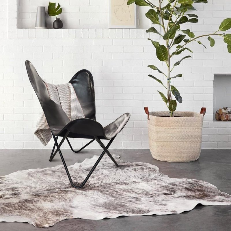 Chaise papillon, Cuir véritable noir