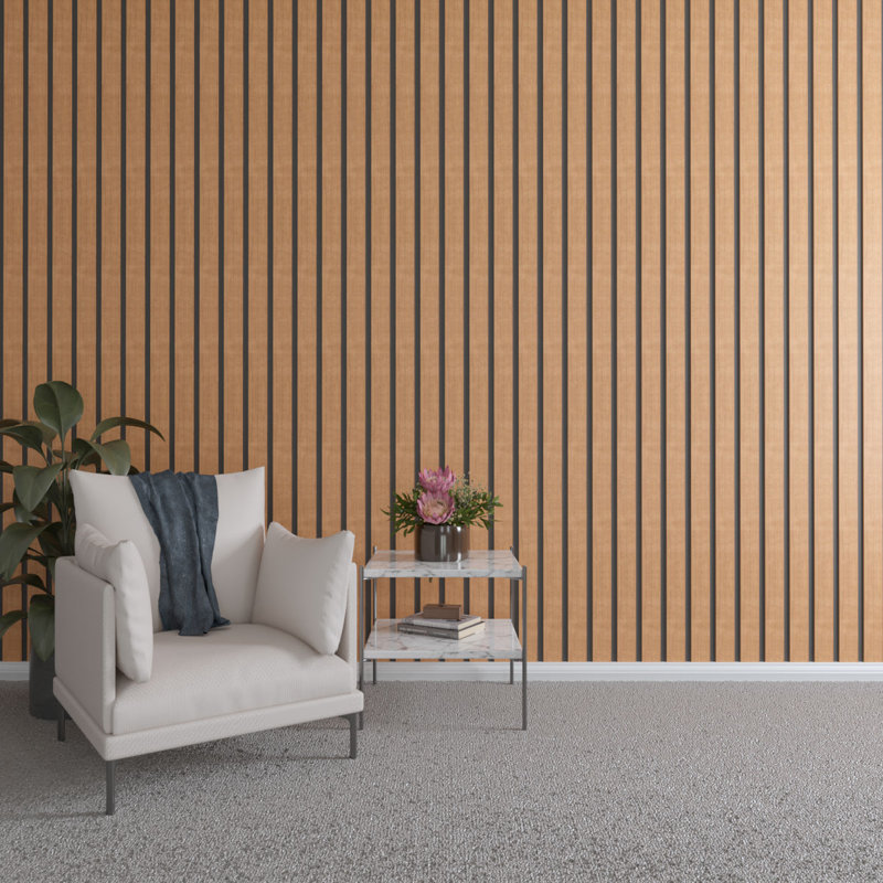 Adjustable Wood Slat Wall Panel Kit, 4"W x 47"H x 0.375"T, Cherry