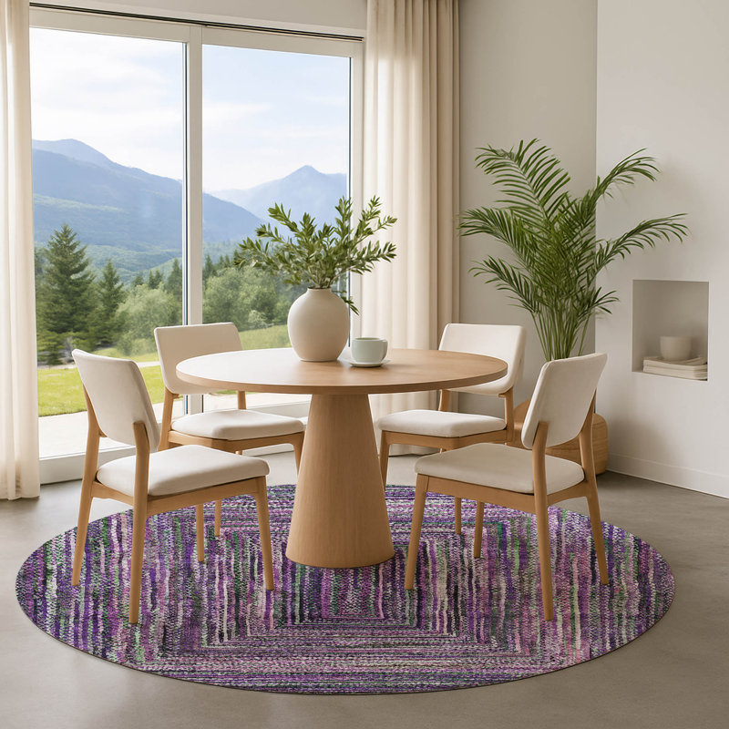 Premium Machine Washable Bucz AMF1725 Geometric Rug, Round 8'