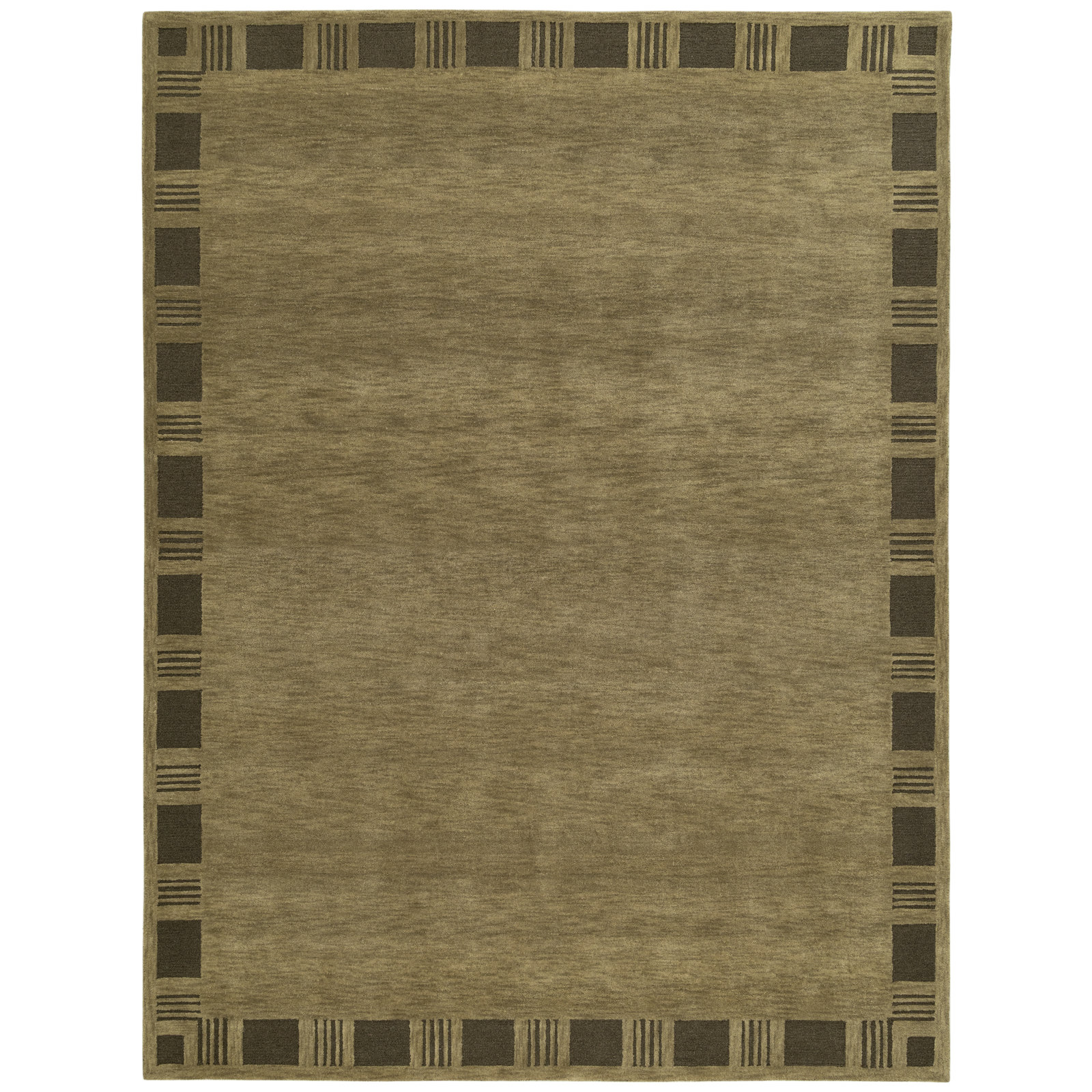 Hand-Tufted Geometric Wool Rug, 8'9x11'9, Green