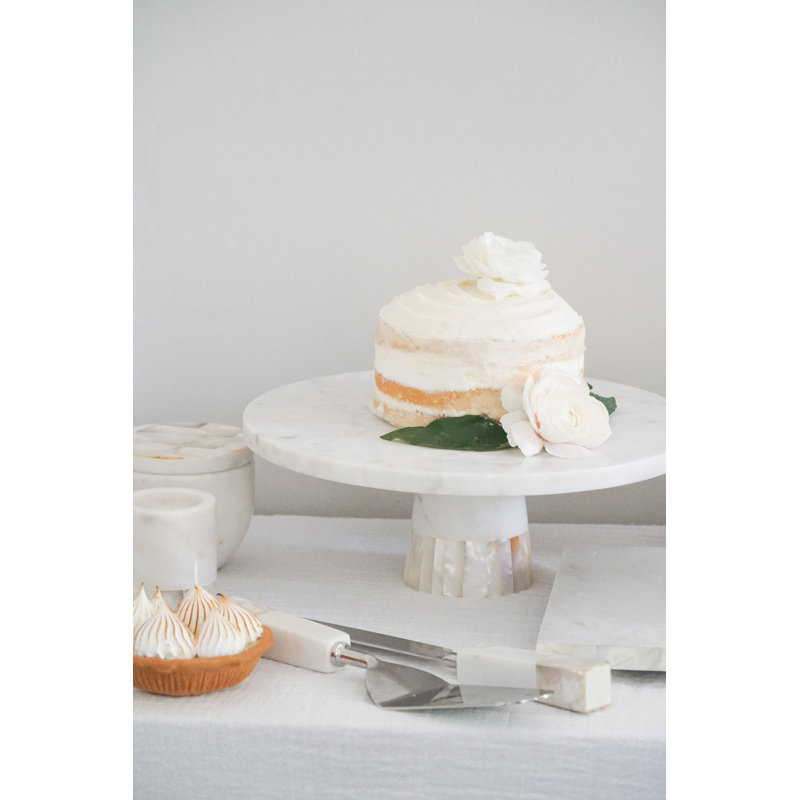Mother Of Pearl Marble Marble Cake Stand