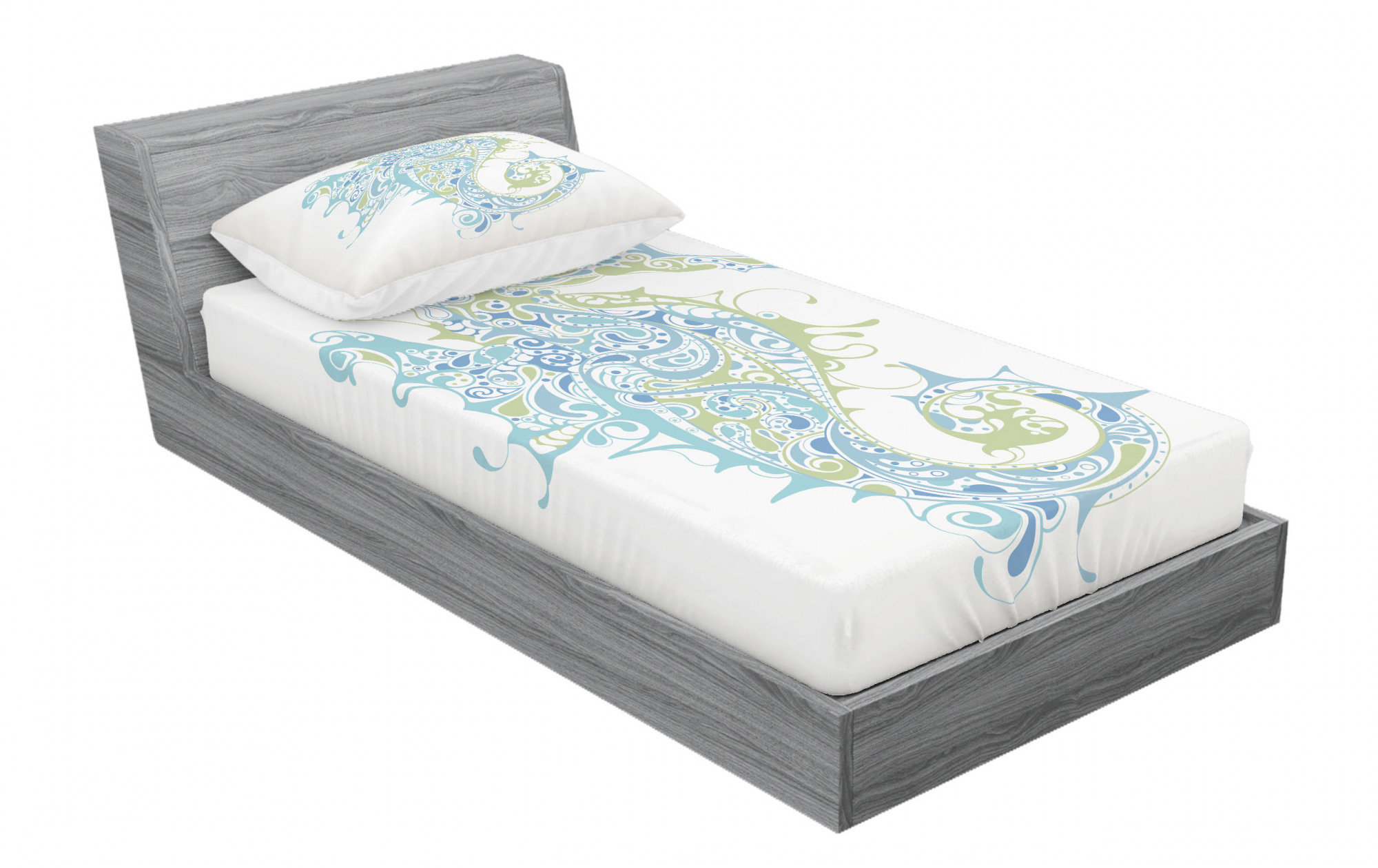 Ambesonne Seahorse Fitted Sheet ＆ Pillow Sham Set, Tropical Underwater Theme with Continuous Doodle Seahorses Print, Decorative Printed 6 Pie並行輸入 Ambesonne Underwater Fitted Sheet, Shell Crabs Seahorse, Full Size