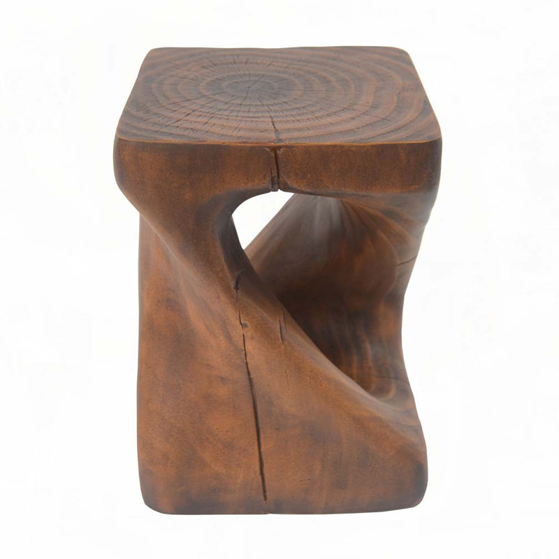 MGO Twist Shape Side Table, Wood-like texture, antique brown Color, Antique Brown