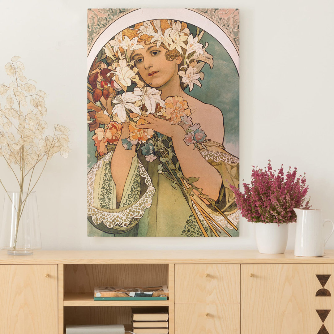 Leinwandbild Blume von Alfons Mucha