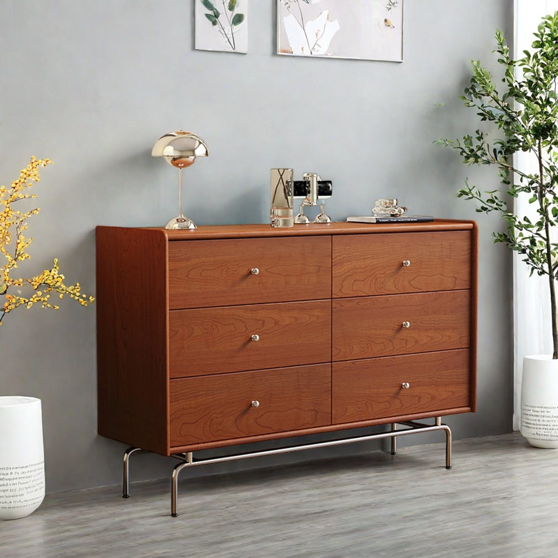 Console en bois d'hévéa massif, Bois brun foncé