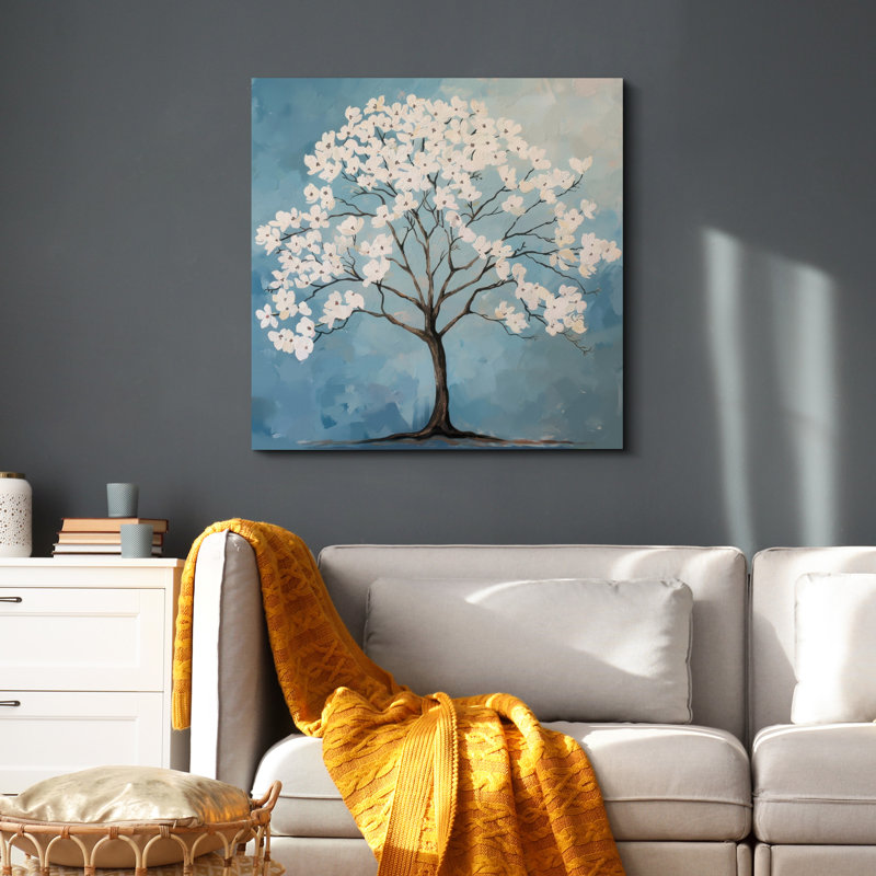 Fleurs en fleurs sur des branches d'arbres, H 12 po x l 12 po, Toile tendue