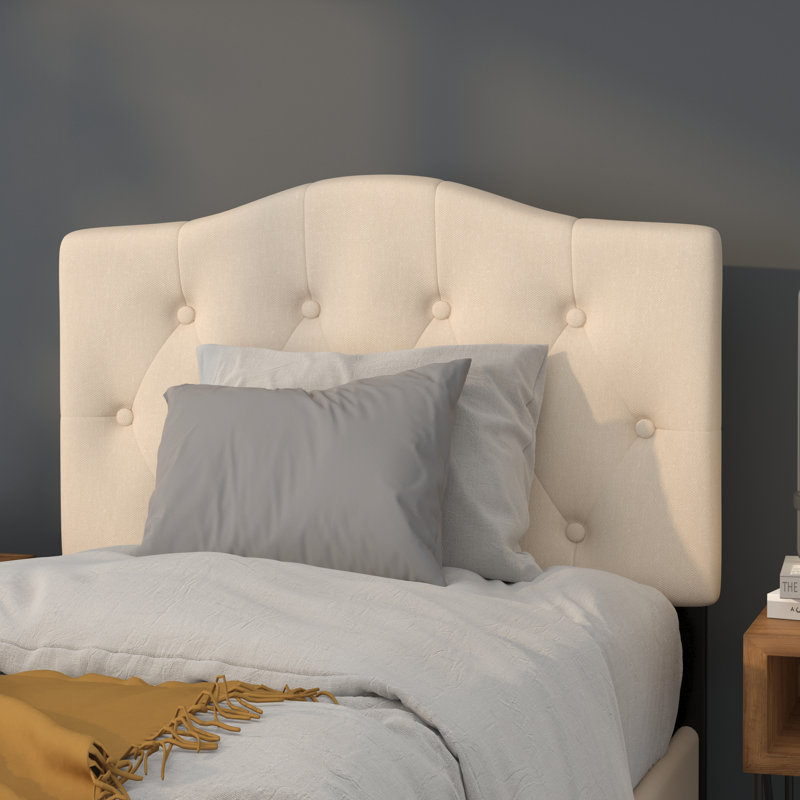 Ciriaca Arched Button Tufted Upholstered Headboard, Beige, Twin