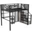 Lit mezzanine en métal noir avec bureau, garde-robe et tablettes de rangement pour économiser de l'espace dans la garde-robe et l'assemblage-1384119307