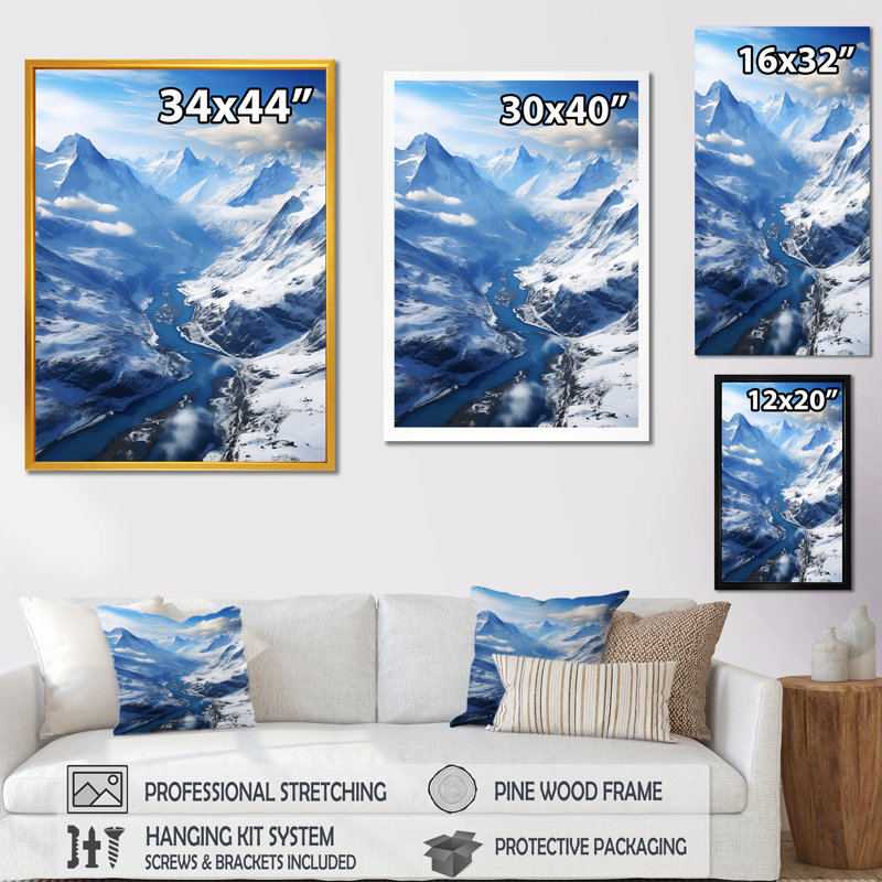 Pine Valley Winter Mountain Landscape II - art mural paysage d'hiver, Toile tendue, H 32 po x l 24 po x P 1 po