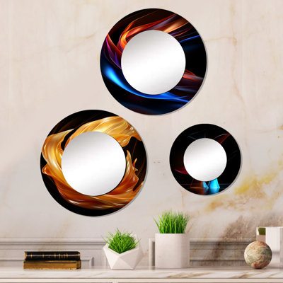 Gentle Gold Smooth Fabric Wave Metal Round Mirror