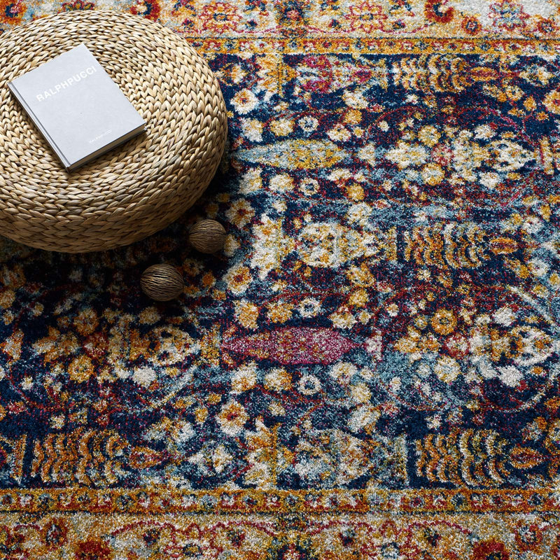 Modway Porch & Den Longwood Distressed Floral Lattice Area Rug, Rectangle 8' x 10'