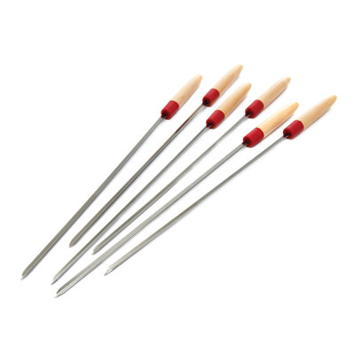 GrillPro 22-in Wood Handle V Skewers 6 Pcs