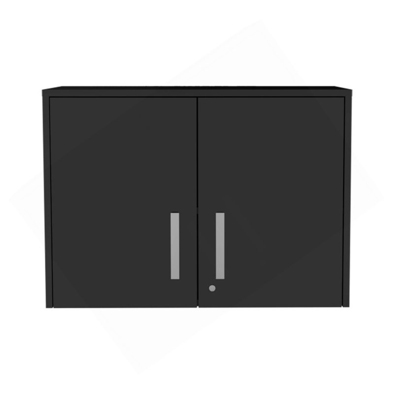 Armoire de rangement murale H 20 po, deux portes, trois tablettes internes, noir