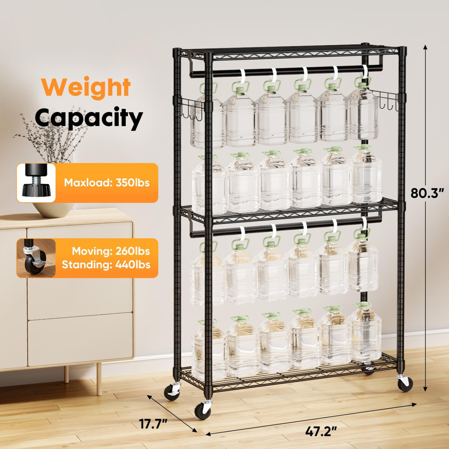 17 Stories Rolling Clothes Rack, Heavy Duty Garment Racks 3 Tiers ...