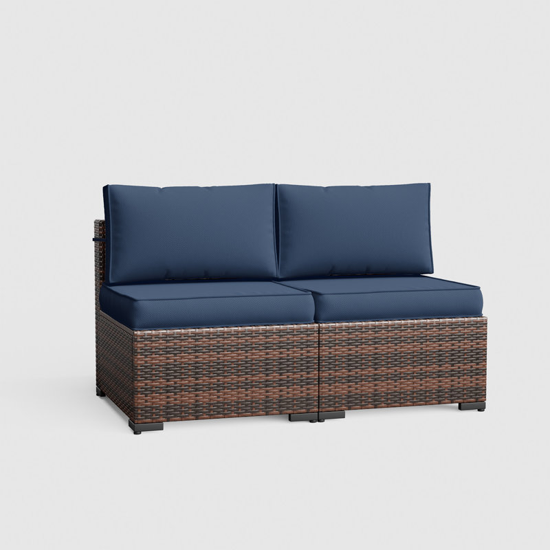Flarrie 2-Person Patio Seating Group with Cushions, Navy Blue