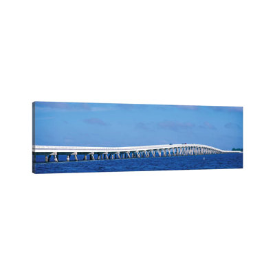 Causeway over Atlantic Ocean, Sanibel Causeway, Sanibel Island, Florida, USA 1 Piece Wrapped Canvas Panoramic Wall Art