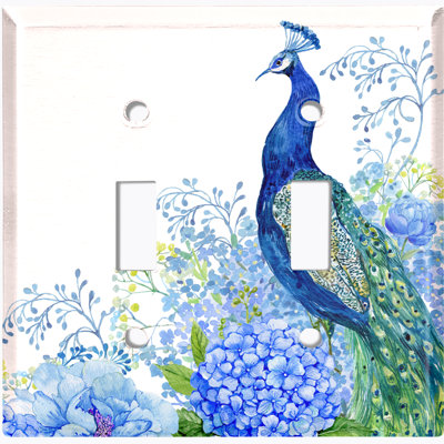 Plaque murale à 2 interrupteurs à bascule Elegant Bird Flowers