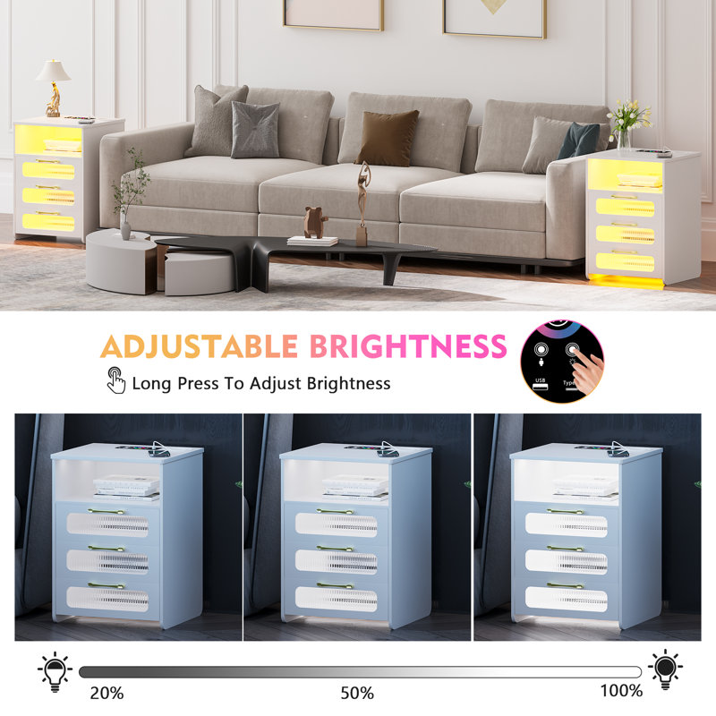 19.6'' W Nightstand, White
