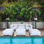 Ensemble de canapé de patio modulaire compact 3 pièces avec poufs, en tissu oléfine à séchage rapide, pour terrasse.-271421797