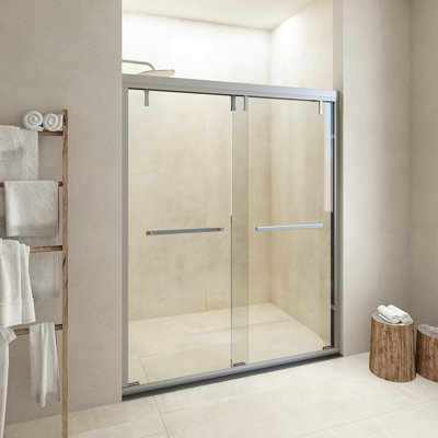 60'' W X 71'' H Double Sliding Door Semi-Frameless Shower Door