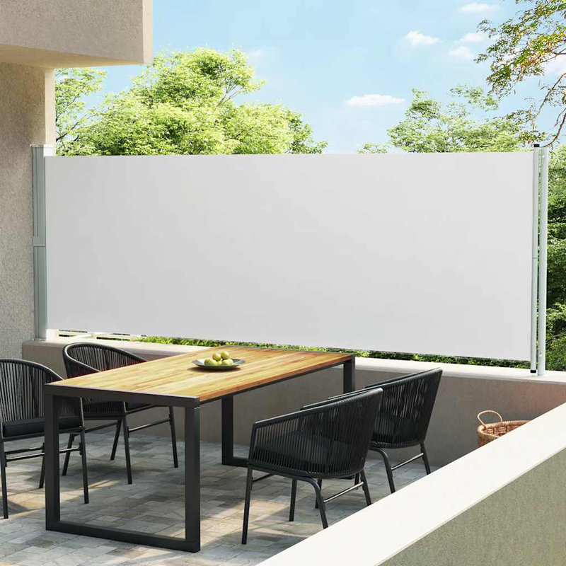 Dakota Fields 600cm W x 8cm D Fabric Cover Retractable Side Awning, White, 160cm H x 600cm W
