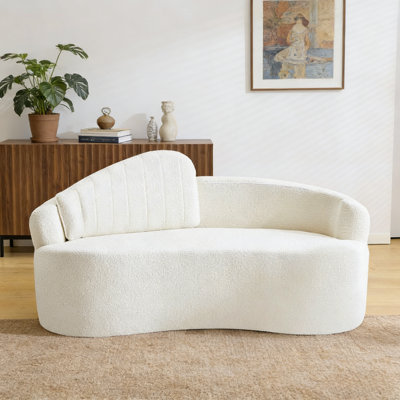 Curved two-seater fully compressed sofa, long-term sitting without collapse, removable backrest, simple, retro style, suitable for small spaces and ap